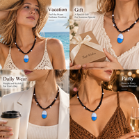 Collier Pendentif Géométrique Vintage Nœud Creux en Résine pour Femme, Bijoux Bohèmes Tendance, Vente en Gros