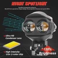 Projecteur LED à double lentille bicolore OEM U12 pour moto, phare antibrouillard pour VTT, UTV, JEEP tout-terrain