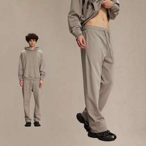 2025 autunno inverno Vintage eco-friendly 430g Casual Oversize largo High Street in girocollo pantaloni lunghi con cappuccio Set di coppia - Product Image 6