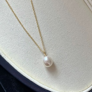 Natural Freshwater <b>Pearl</b> Pendant <b>Necklace</b> S925 <b>Silver</b> Plated 18K Gold Bright Water Droplet Collarbone Chain No Nucleus - Product Image 3