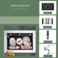 Évier de cuisine multifonctionnel de luxe en acier inoxydable avec cascade, pluie et vasque simple, accessoires inclus avec égouttoir à tasses