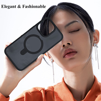 Nouveau étui de téléphone magnétique avec anneau béquille pour iPhone 15 Pro Max Plus 14 13 12 11 étuis de couverture de support mat avec protecteur d'objectif