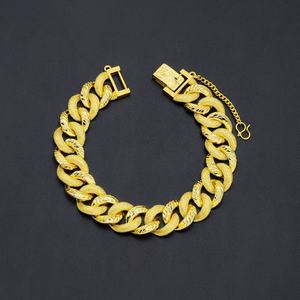 Pulsera de latón con dijes chapados en oro de 24 quilates para mujer, diseño de cadena cubana, a la moda, superventas - Product Image 3