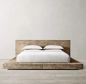 American Traditional Oak Solid Wood <b>Double</b> <b>Bed</b> Floor to Ceiling Design Customizable Color & Furniture - Product Image 3