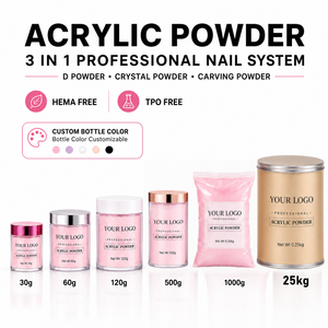 Poudre acrylique pour ongles <span class=keywords><strong>de</strong></span> qualité supérieure, couleur rose beurré, blanc transparent, multicolore, non collante, pour usage professionnel en salon, en vrac, en sac <span class=keywords><strong>de</strong></span> KG - Product Image 4