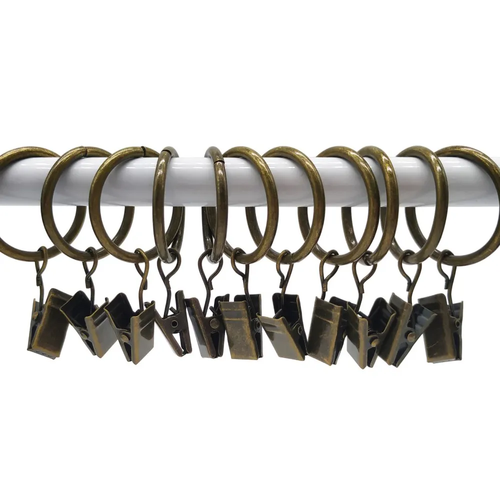 Metal Curtain Clips with Rings Rustproof Drapery Rod Rings Hook