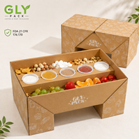 Boîte à pâtisserie en kraft personnalisée avec compartiments pour fruits, gâteaux, collations, goûter, pique-nique, restauration, emballage alimentaire à emporter