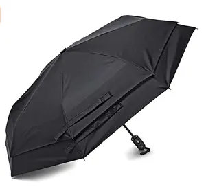 Luxe Paraplu Voor Man Compact Double Layer Vented Winddicht Automatische Gemakkelijk Touch Opvouwbare Reizen Paraplu Custom