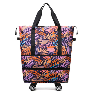 Sac de voyage pliable pour femme, grand format, imperméable, léger, extensible, avec roulettes, fermeture éclair, idéal pour le sport, la gym et les week-ends - Product Image 2