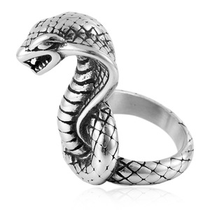 Anillo de serpiente de acero inoxidable yunnique para hombre, joyería punk con signo del zodiaco animal, regalo, tamaño grande, color plateado - Product Image 4