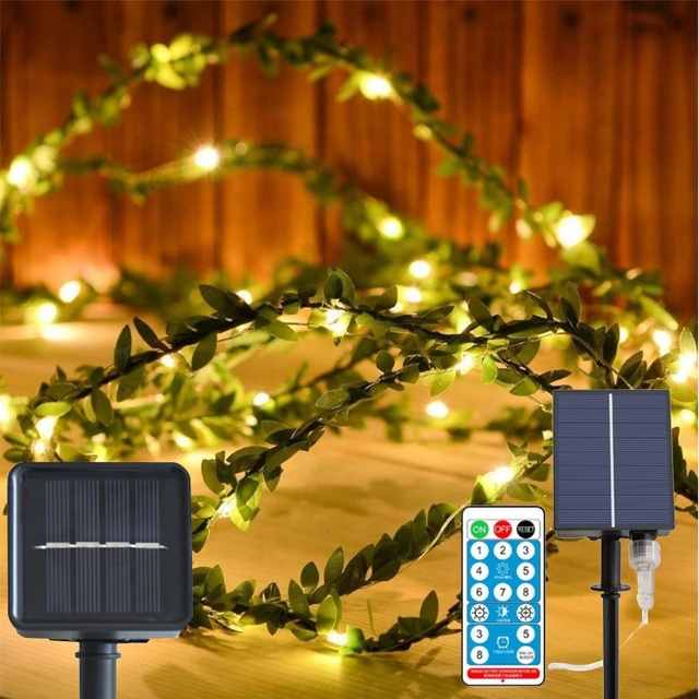 Garden Decoration Leaves String Lights Solar Power Waterproof Outdoor Indoor Function Wedding Decor Led String Lights