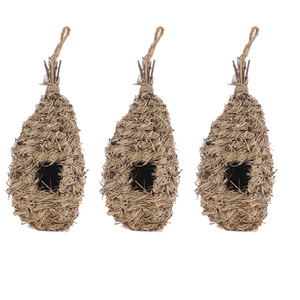 Nid d'oiseau tissé en herbe, forme ovale, taille moyenne, pour la décoration de la maison des oiseaux, artisanat de jardin - Product Image 2