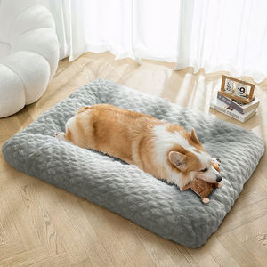 Recién llegado, diseño de rejilla en relieve, piel de conejo de imitación gris, cojín esponjoso para mascotas, cama para perros y gatos - Product Image 3