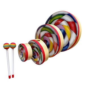 Tambour à main en bois Lollipop de 4/6/8/10 pouces, jouet musical pour enfants, instrument de musique, instrument de percussion en gros pour les enfants - Product Image 4