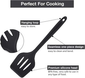 Ensemble d'ustensiles de cuisine en silicone noir personnalisé avec logo, de qualité supérieure, vente en gros, ensembles d'ustensiles de cuisine de haute qualité - Product Image 2