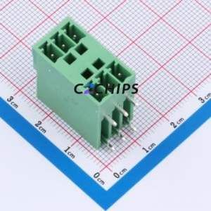 BX-DGRH-3.81-3P Plug-in Terminal Block Bent Lead Through Hole,P=3.81mm Board-to-Board / Socket - Closed 2x3P 3.81mm Green - Product Image 1