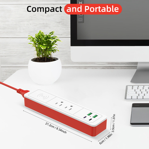 Abbondante presa di corrente Wireless veloce 10W 2 prese 2 USB 2 presa di ricarica rapida di tipo C da tavolo per ufficio casa 6ft - Product Image 6