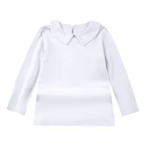 100% 년 면 백색 소년 아이 긴 소매 12 세를 위한 공백 보통 면 획uniform 폴로 셔츠