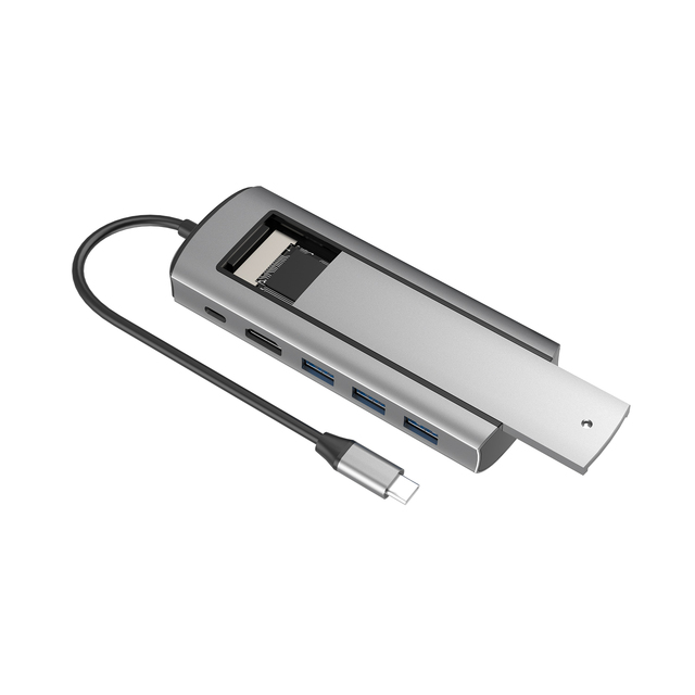 TUTI Metal USB Hub USB 3.0 HDTV 4K30hz PD100w Charging Enclosure M2 SATA SSD Type C Docking Station Stock