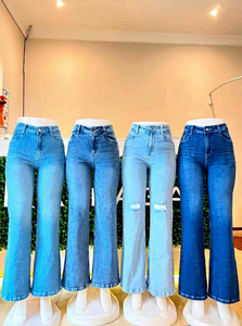 Jeans <span class=keywords><strong>Skinny</strong></span> a Vita Alta da <span class=keywords><strong>Donna</strong></span>, Traspiranti, con Motivi Floreali o Tinta Unita, <span class=keywords><strong>Pantaloni</strong></span> in Denim Casual per l'Estate e l'Uso Quotidiano - Product Image 3