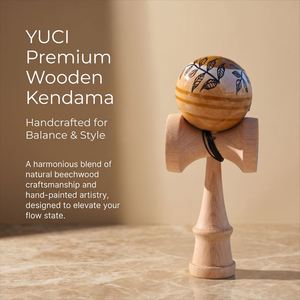 Premium Beech Wood Kendama Natural Finish Hand Painted Leaf Illustration Professional <b>Balance</b> Custom Logo Wooden <b>Game</b> - Product Image 1
