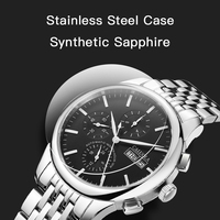 Montre pour homme Caluola, acier inoxydable, analogique, 39 mm, mouvement mécanique entièrement automatique, résistance à l'eau 5 BAR, calendrier