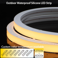 Bande lumineuse LED en silicone étanche, sans points lumineux, à éclairage uniforme, avec embout de câble, pour cuisine, armoire, vitrine, éclairage linéaire