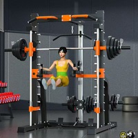 Rack de acero comercial para entrenamiento de cuerpo completo con amortiguación de seguridad, tirador de tríceps, remo y soportes para pesas para gimnasio en casa - Ejercicio completo
