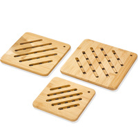 Tapis isolant en bambou pour la maison, dessous de plat carré anti-brûlure, support creux pour tasses, cuisine, résistant aux hautes températures, pour la salle à manger
