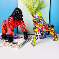 Graffiti Résine Statue Animal Coloré Décoration de La Maison gorille Table top Maison ornement Résine objets de collection Sculpture Cadeau