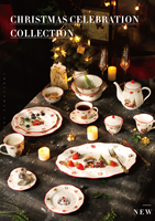 Ensemble de bols à riz en céramique de style américain de Noël, haut de gamme, blancs et luxueux, avec bordure dorée, pour la maison
