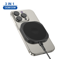 Chargeur sans fil magnétique rond portable 15W charge rapide pour iPhone 15/14 Pro, prise en charge multi-appareils avec fonction sans fil