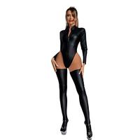 Combinaison corset à manches longues grande taille, lingerie gonflable, body en cuir verni brillant pour pole dance et boîte de nuit