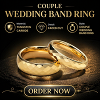 Bague de Fiançailles et de Promesse en Tungstène Argent et Or Facettée Haute Brillance pour Hommes et Femmes, Idéale pour Soirées et Cérémonies