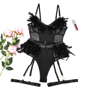 SacKnove W640, mono transparente único <span class=keywords><strong>para</strong></span> adultos, decoraciones peludas, disfraz <span class=keywords><strong>de</strong></span> Stripper, conjunto <span class=keywords><strong>de</strong></span> liga, lencería Sexy transparente <span class=keywords><strong>para</strong></span> mujer - Product Image 5