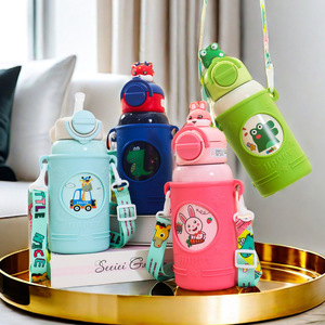 Children Stainless Steel Vacuum <b>Flask</b> Cartoon Design BPA Free Back To School Water <b>Bottle</b> With Straw Lid - Product Image 1