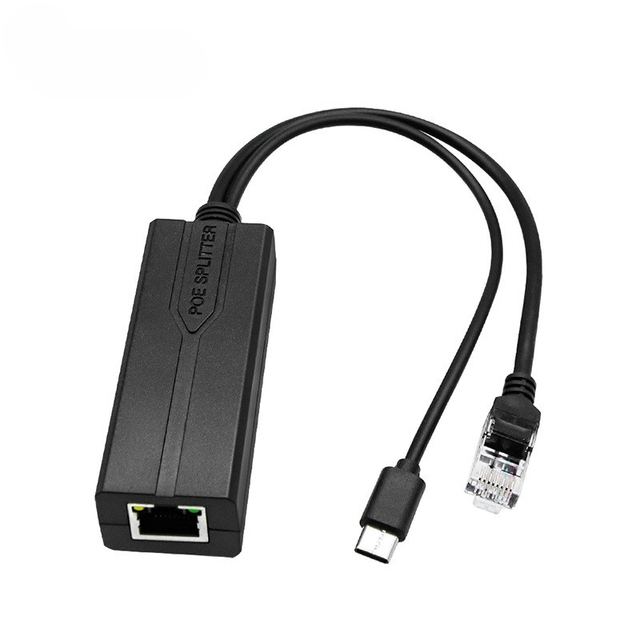 Gigabit Type C PoE Splitter 5V/4A USB-C Output IEEE802.3af/at Adaptive 10/100/1000Mbps Smart Home Compliant with 48V PoE