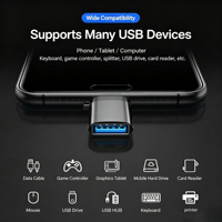 Adaptateur OTG portable de type C, convertisseur de transfert de données USB3.0 5Gbps avec porte-clés en alliage d'aluminium pour smartphone, tablette, ordinateur portable