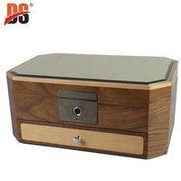 Boîte à bijoux en verre mosaïque moderne de luxe DS avec présentoir à bijoux, plusieurs compartiments, tiroir de rangement, organisateur de bijoux en bois