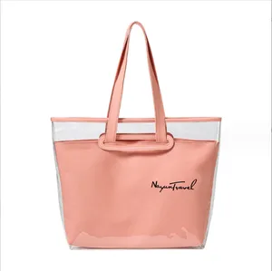 사용자 정의 새로운 여름 재사용 비치 가방 파우치 방수 PVC 토트 선물 핸드백 여성 여행 쇼핑백