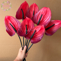 Nouveautés Fleurs d'Anthurium au toucher réel Décoration de mariage Haute qualité Grande taille européenne Fleur artificielle en latex