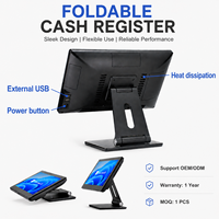 Máquina de Punto de Venta con Pantalla Táctil de 15.6 Pulgadas, Soporte Plegable, Sistema POS, Windows Android, Máquina de Caja Registradora para Minoristas, Caja Registradora de Escritorio