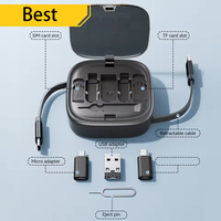 Juego de cables multifuncionales PD60W, ranura para tarjeta TF/SIM incorporada y soporte para teléfono, cable de datos de cable de carga rápida UC027