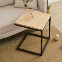 Table basse vintage rétro OEM ODM avec structure en fer forgé et plateau en bois massif pour salon, café, salle de séjour