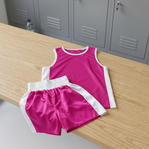 Ensemble de débardeur et short de boxe rose pour homme, vêtements de sport respirants, uniforme de boxe pour l'entraînement - Product Image 2