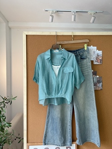 Chemisier en mousseline transparente pour femme A706 avec empiècement en tissu T-shirt et jolie étiquette pastel, couleur unie, coupe ample, haut décontracté printemps-été - Product Image 4