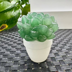 Venta al por mayor de plantas suculentas de cristal artesanías de cristal tallado plantas en maceta para decoraciones de escritorio de oficina - Product Image 1