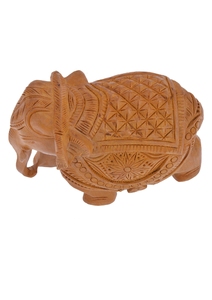 Handcrafted Wooden <b>Elephant</b> Sculpture Traditional Carved Bohemian Home <b>Decor</b> Indoor Tabletop Ornament for Living Room Home <b>Decor</b> - Product Image 2