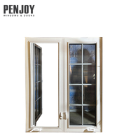 Fenêtre à battant Penjoy en aluminium à manivelle, ouverture vers l'extérieur, avec verre trempé, insonorisée et à rupture de pont thermique pour balcon de villa