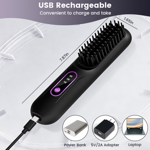 Mini cepillo eléctrico inalámbrico iónico para alisar el cabello con apagado automático en 30 minutos - Product Image 1